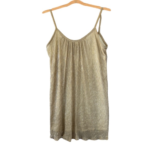 Paper Crane Gold & Silver Metallic Slip Dress Size Medium - Picture 3 of 7